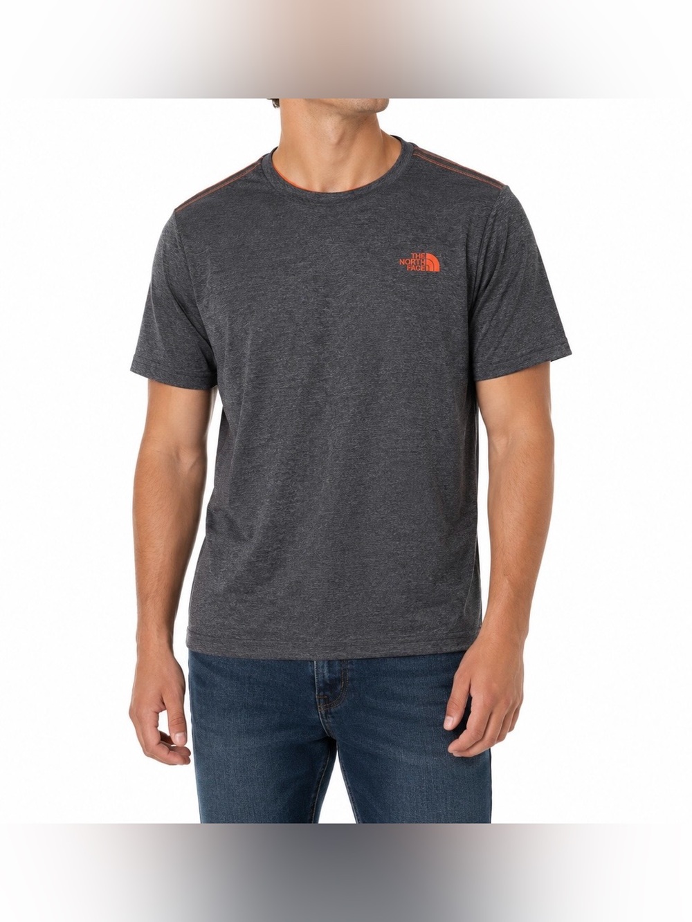 The North Face Mens Gray Athletic T Shirt Logo Short Sleeve Tee Size M